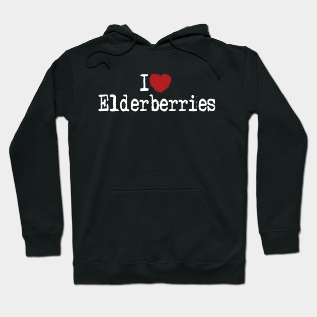 I Love Elderberries Heart Funny Food Lover Gift Hoodie by RajaGraphica